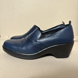 Dansko Womens Blue Leather Aubrey Pleated Slip-on Clogs Shoes EU 41/US 10.5 Work